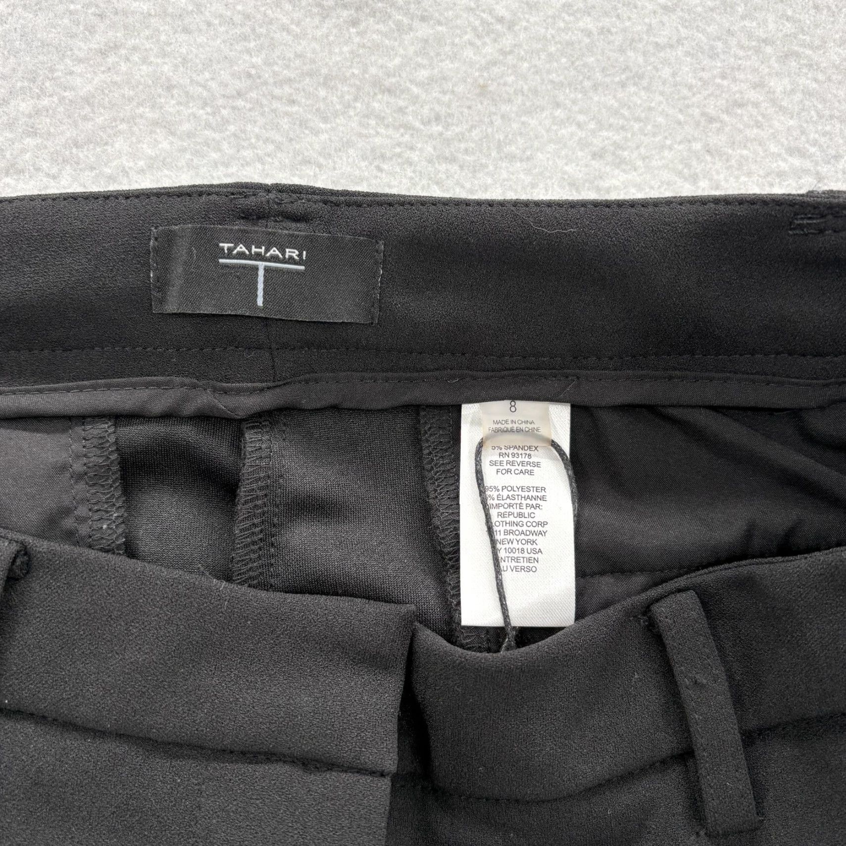 Vintage Tahari Dress Pants Womens 8 Black Slim Straight Leg Stretch Office Work Career Size 30" / US 8 / IT 44 - 3 Thumbnail