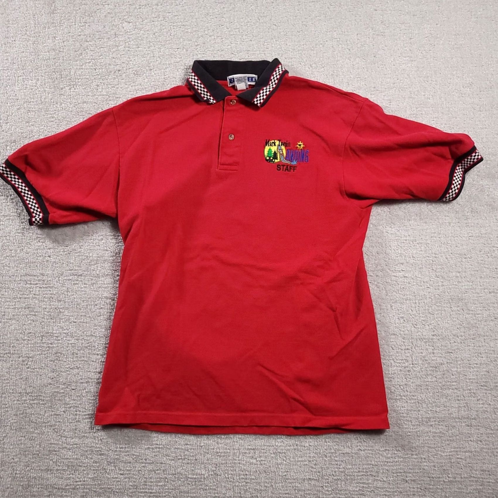 Jerzees VINTAGE 90s Red Polo Shirt Staff Short Sleeve Mens Med Mark Twain Landing MIssouri Size US M / EU 48-50 / 2 - 2 Thumbnail