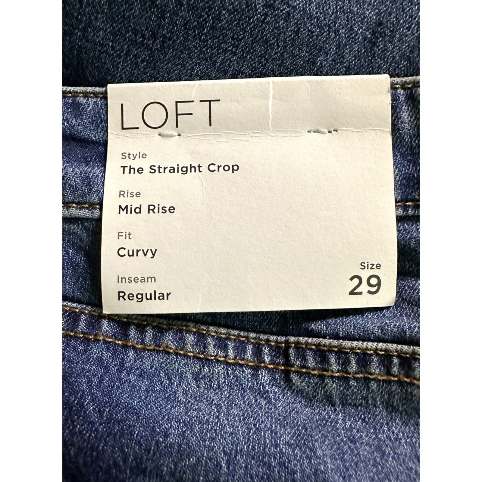 Loft VINTAGE LOFT The Straight Crop Curvy Mid Rise Jeans Women 29 Blue Jeans Size 29" - 3 Thumbnail