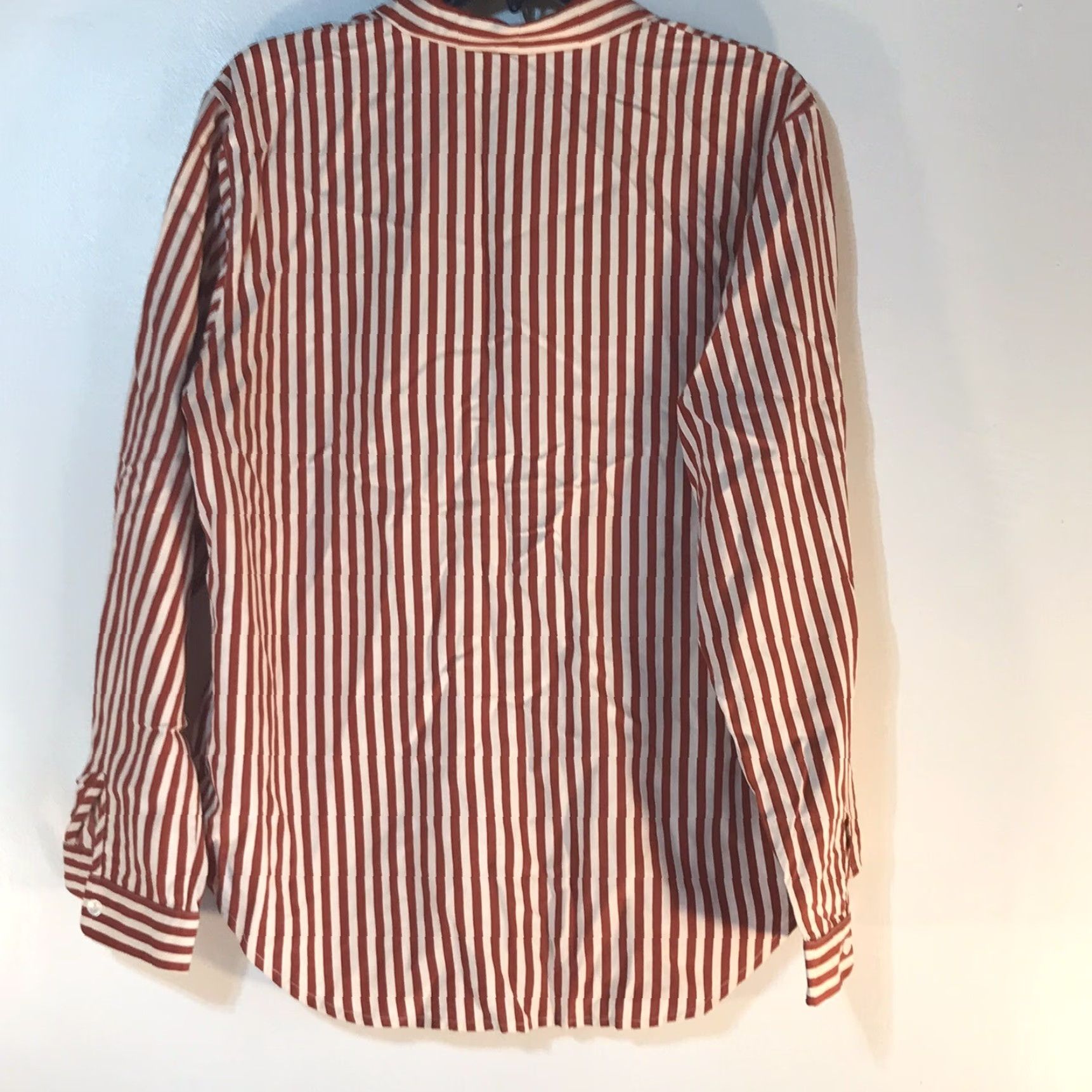 Lands' End VINTAGE Lands' End Silk Button-Up Shirt Women’s Size 12 Long Sleeve Striped Rust/White Size XL / US 12-14 / IT 48-50 - 3 Thumbnail