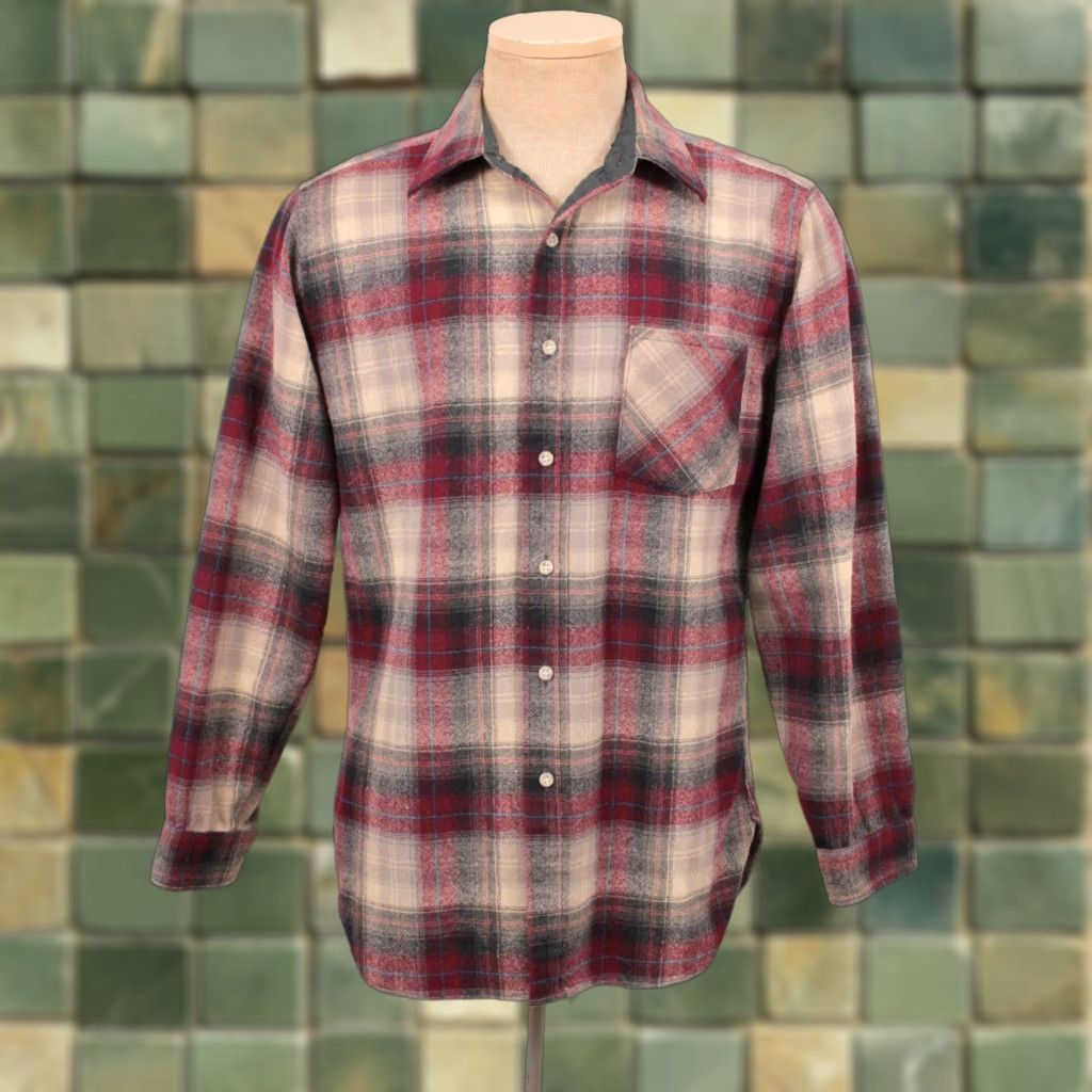 Pendleton VTG Pendleton Shirt 80s Plaid Wool Wool Pendleton Shirt M Red 1980s Vintage Mens Shirt 80s Mens Shirt Size US M / EU 48-50 / 2 - 1 Thumbnail