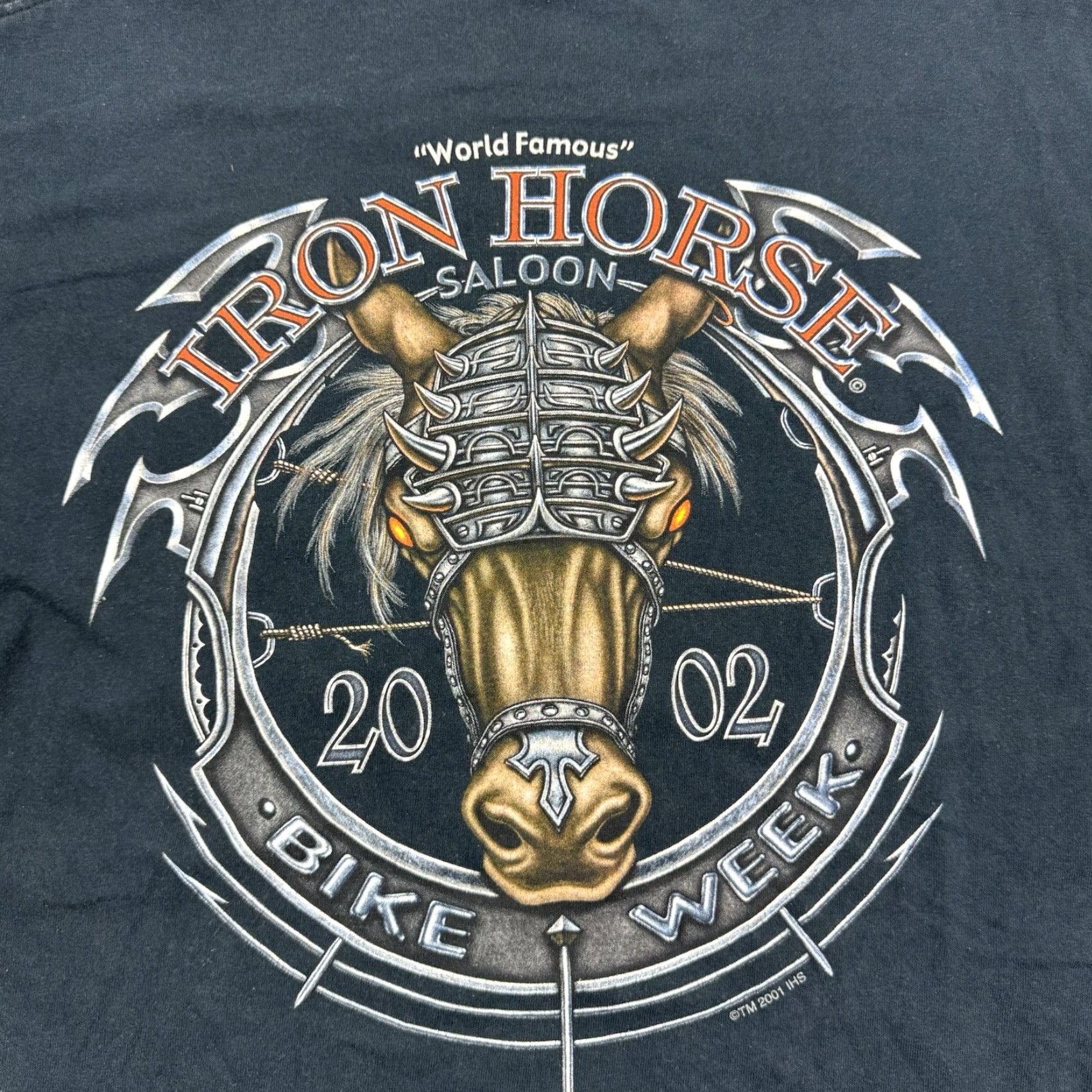 Anvil VINTAGE Iron Horse Saloon Shirt Adult Large Black Bike Week 2002 Y2K Metal Mens Size US L / EU 52-54 / 3 - 2 Thumbnail