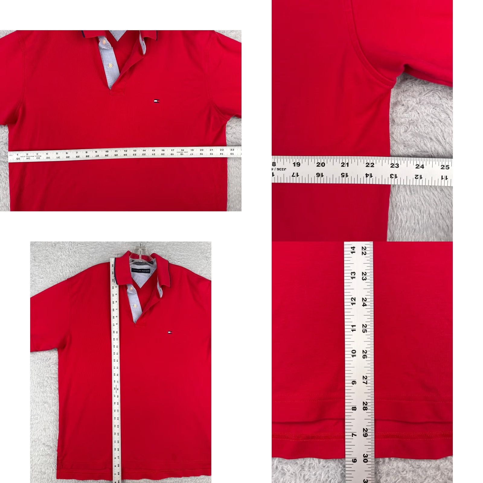Tommy Hilfiger VINTAGE Tommy Hilfiger Polo Shirt Men Red 100% Cotton Jersey Short Sleeve Adult Large Slim Key Logo Embroidered 90s Sports Style Mens Size US L / EU 52-54 / 3 - 8 Thumbnail