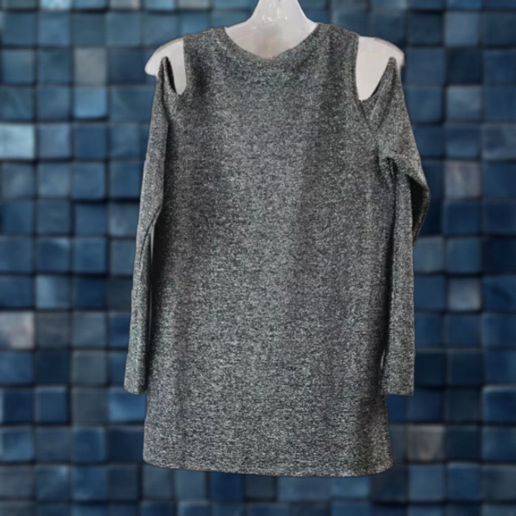 Michael Kors VINTAGE New NWT Women's Michael Kors Silver Glitter Side Slit Cold Shoulder Shirt Size S Size S / US 4 / IT 40 - 1 Thumbnail