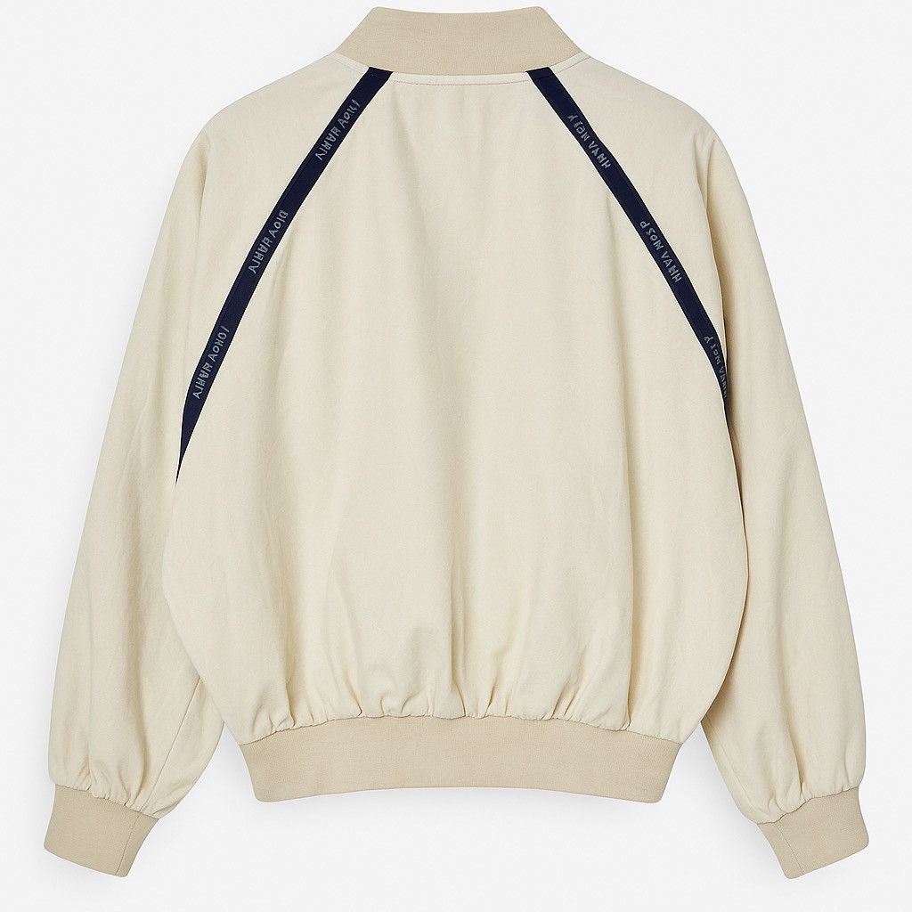 JUN MEN Vintage JUN Men Japan Track Bomber Jacket Ivory Nylon Zip-Up Size US M / EU 48-50 / 2 - 2 Thumbnail