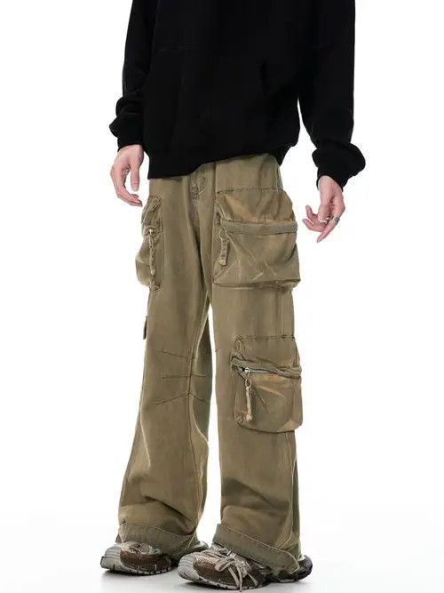 VIBE Punk wasteland style dyed distressed multi-pocket jeans Size US 29 - 1 Preview