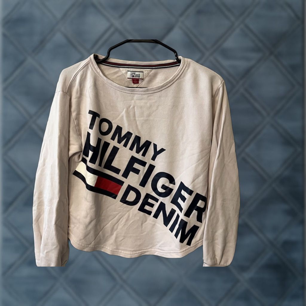 Tommy Hilfiger Tommy Hilfiger Sweatshirt Women Small Pink Cotton Blend Logo Pullover Long Sleeve Activewear Womens Size S / US 4 / IT 40 - 1 Thumbnail