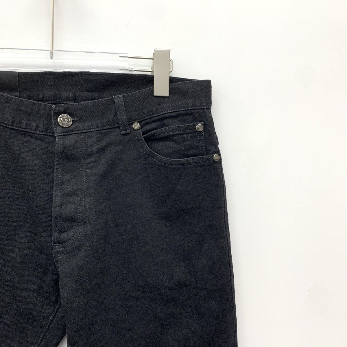 Balmain Balmain Black Fringe Rhinestone Cotton Denim Pants K26WX Size US 31 - 3 Thumbnail