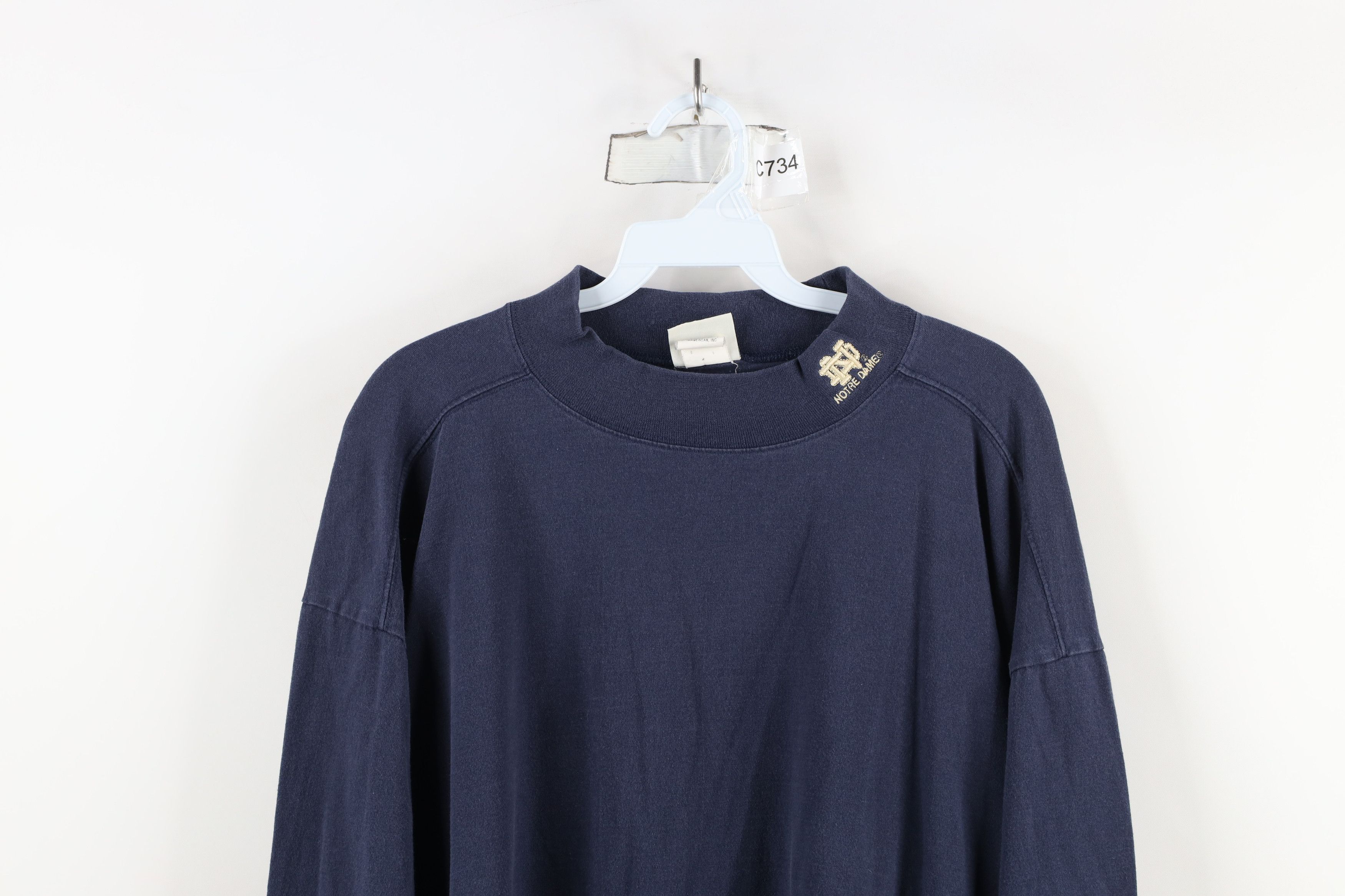 Vintage Vintage 90s Dame University Mock Neck Long Sleeve T-Shirt Size US XXL / EU 58 / 5 - 2 Thumbnail