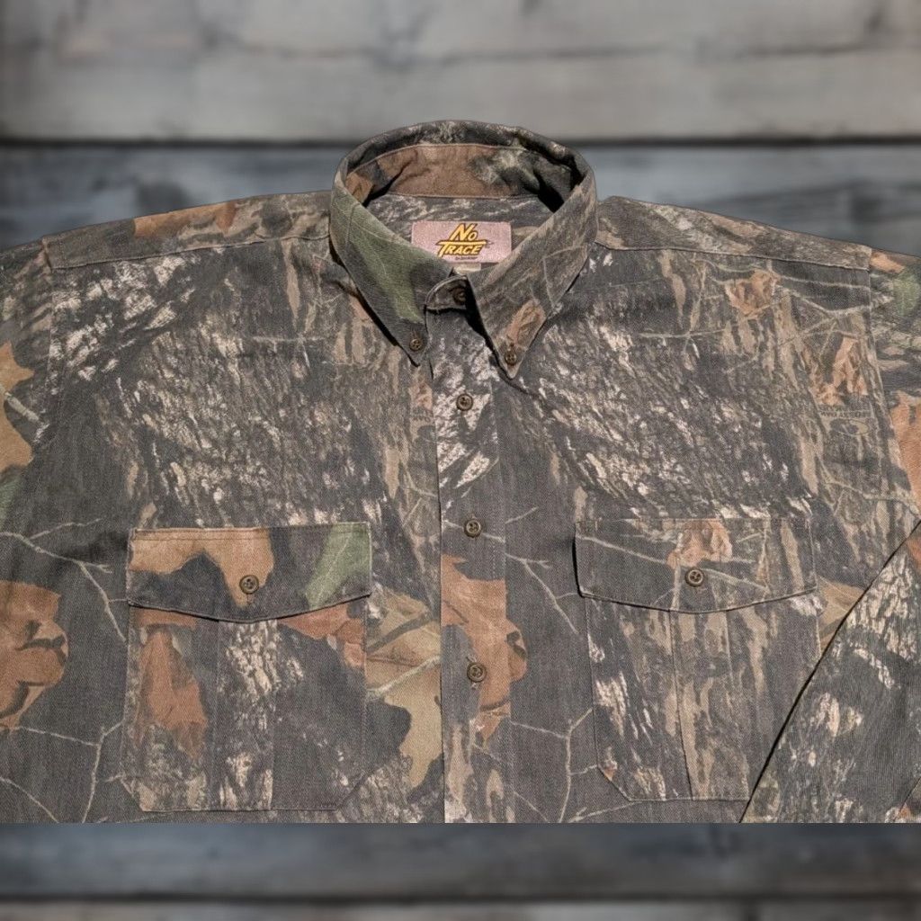 Vintage VINTAGE Dan River Shirt Mens L Mossy Oak Break Up Canvas Camouflage Button-Down Outdoor Hunting Fishing Size US L / EU 52-54 / 3 - 1 Thumbnail