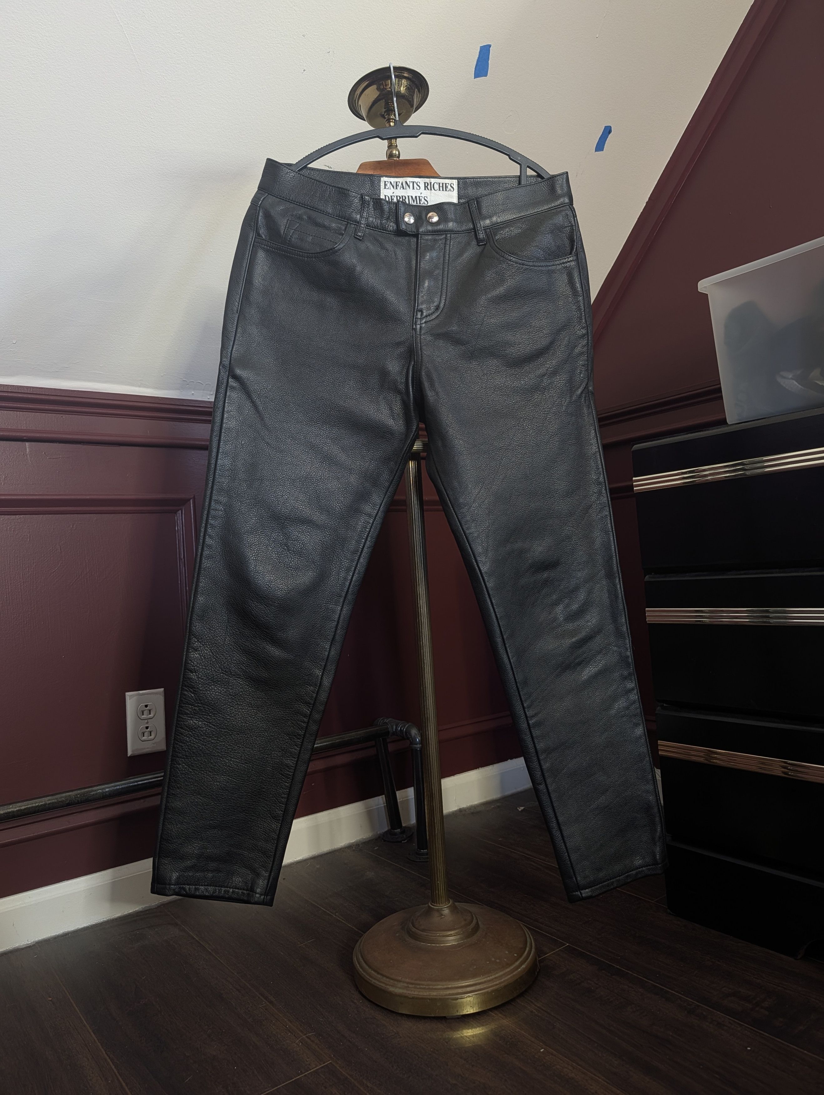 Enfants Riches Deprimes FIRST SEASON 100% leather silk lined black pants 33 Size US 33 - 1 Thumbnail