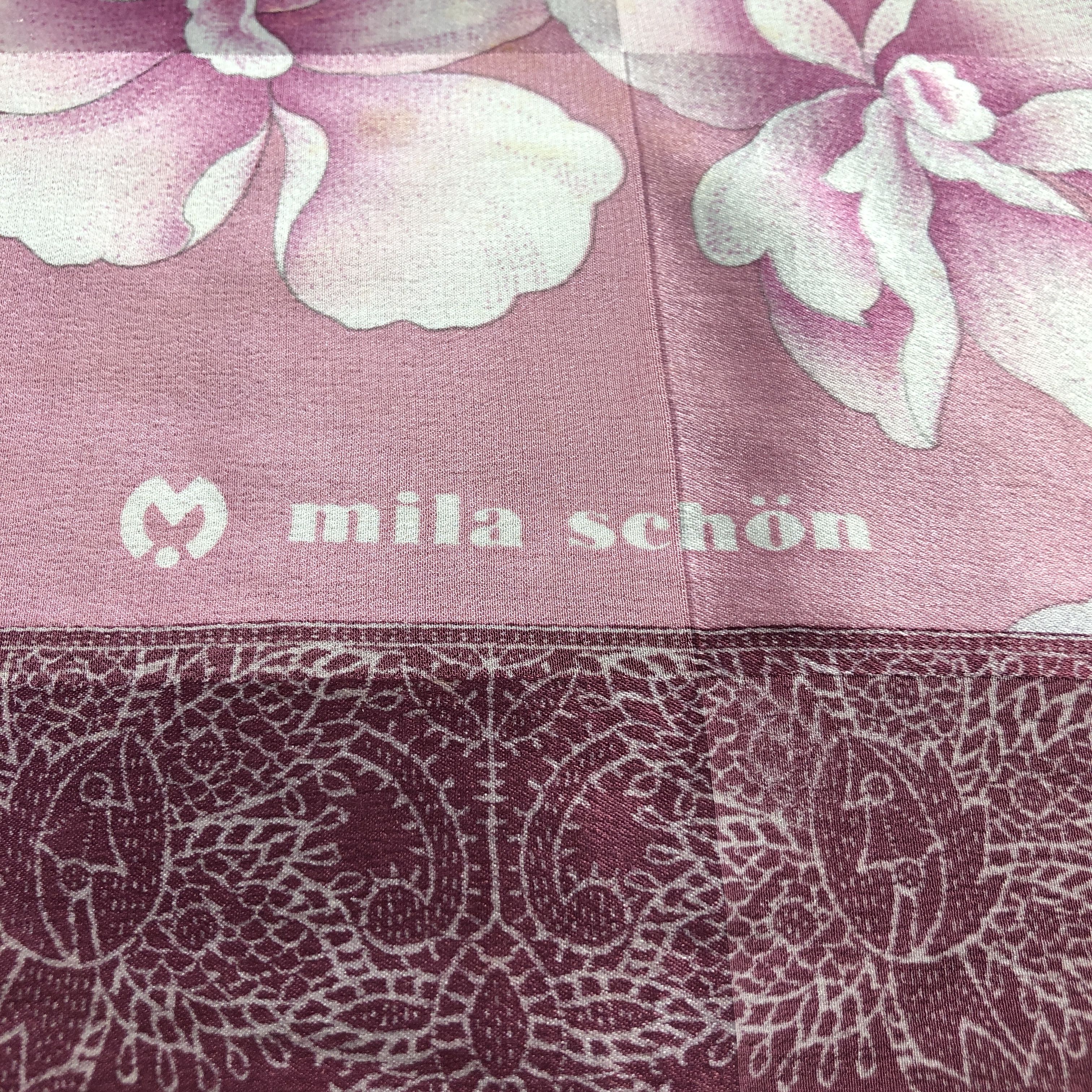 Mila Schon Mila Schon Floral Hand Rolled Silk Scarf M1054 Size ONE SIZE - 4 Thumbnail