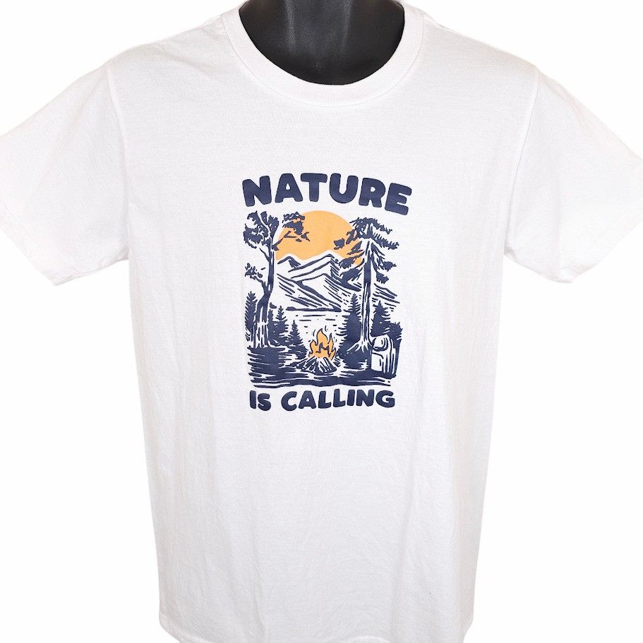 Other Camping T Shirt Mens Size Medium White Nature Is Calling Size US M / EU 48-50 / 2 - 1 Thumbnail