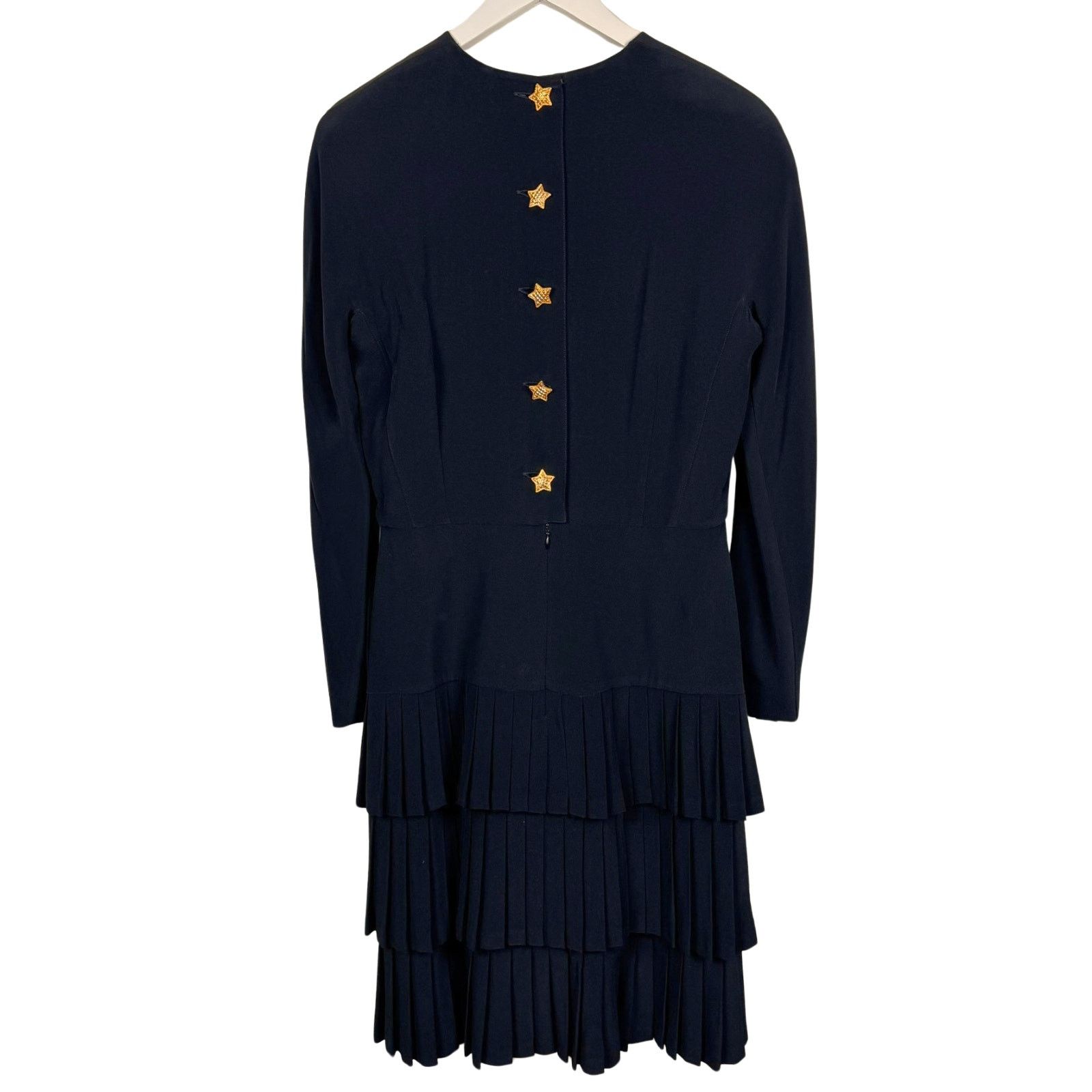 Escada Escada Vintage Black Gold Star Buttons Dress 1980s Size 40 Size M / US 6-8 / IT 42-44 - 6 Thumbnail
