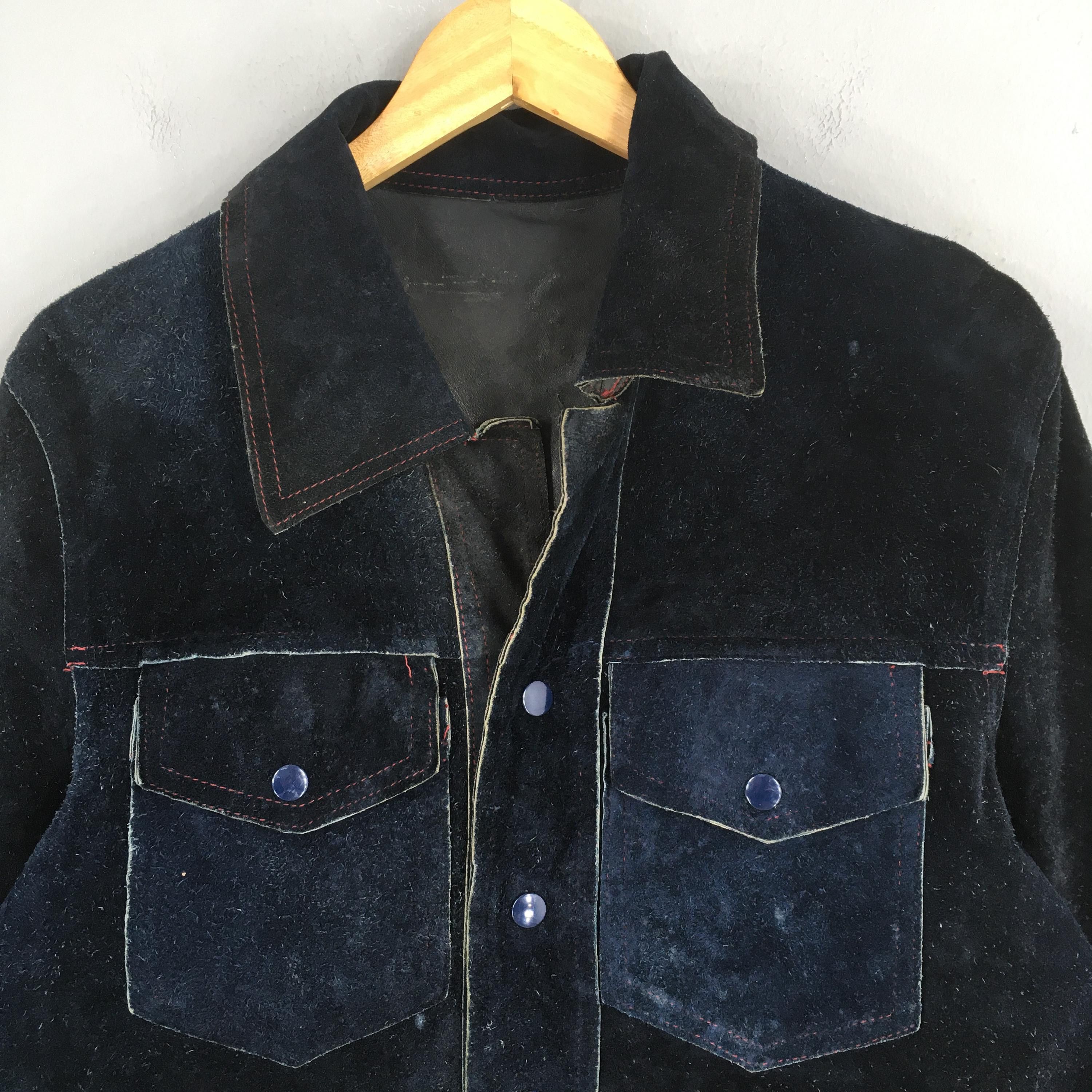 Vintage 1970's Motorcycle Punk Black Suede Leather Jacket Medium Size US M / EU 48-50 / 2 - 2 Thumbnail