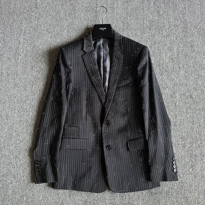 Dior Dior Black striped wool suit with broken lines and floatin Size US S / EU 44-46 / 1 - 1 Thumbnail
