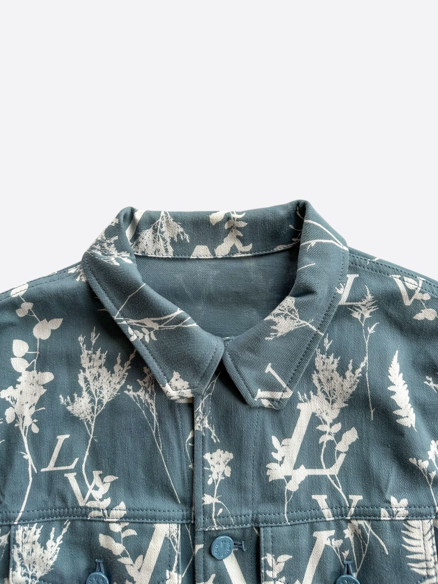 Louis Vuitton Louis Vuitton Blue & White LV Leaf Denim Jacket Size US L / EU 52-54 / 3 - 3 Thumbnail