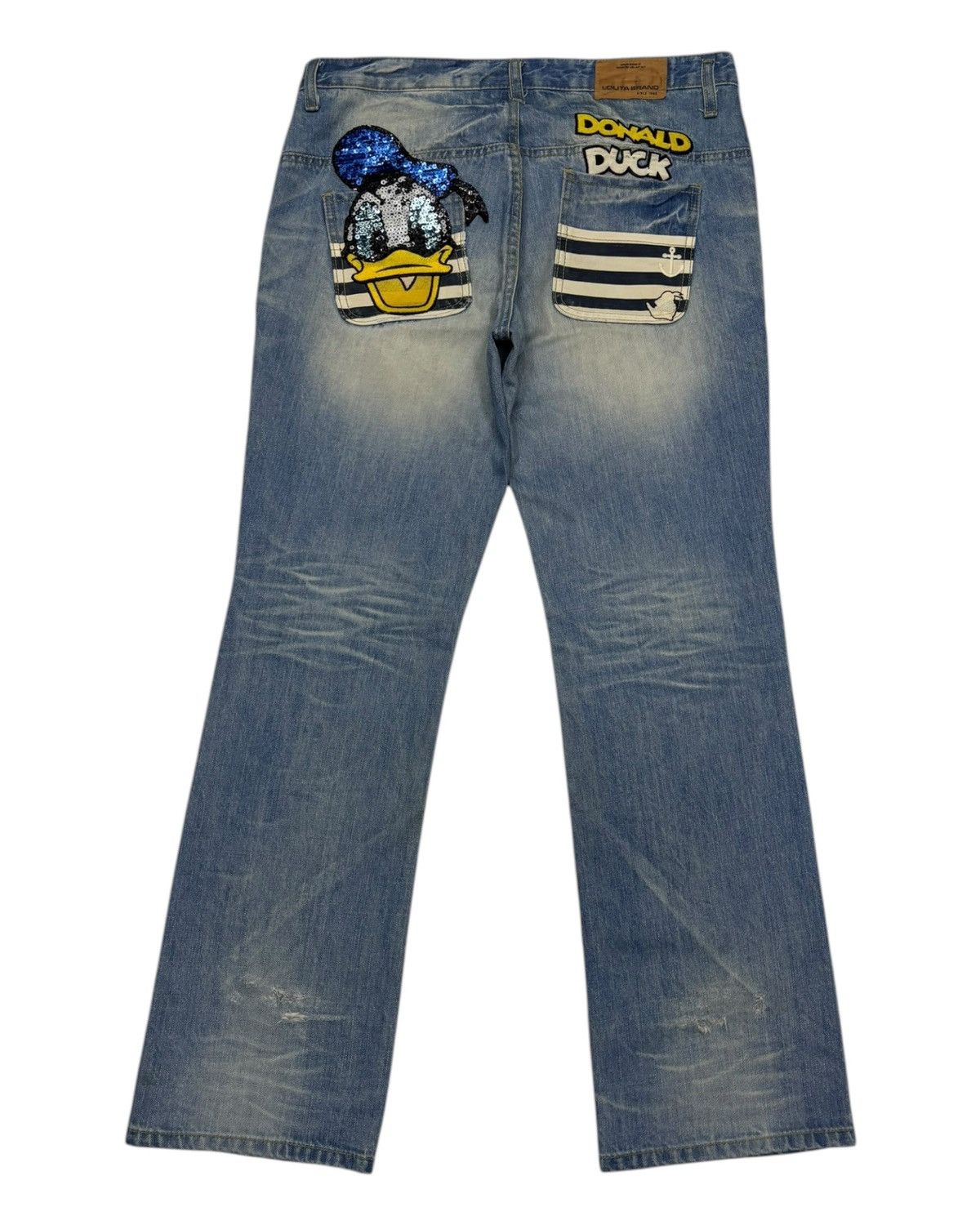 Disney 🔥LOLITA X DONALD DUCK DISNEY BOOTCUT JEANS Size US 35 - 9 Thumbnail