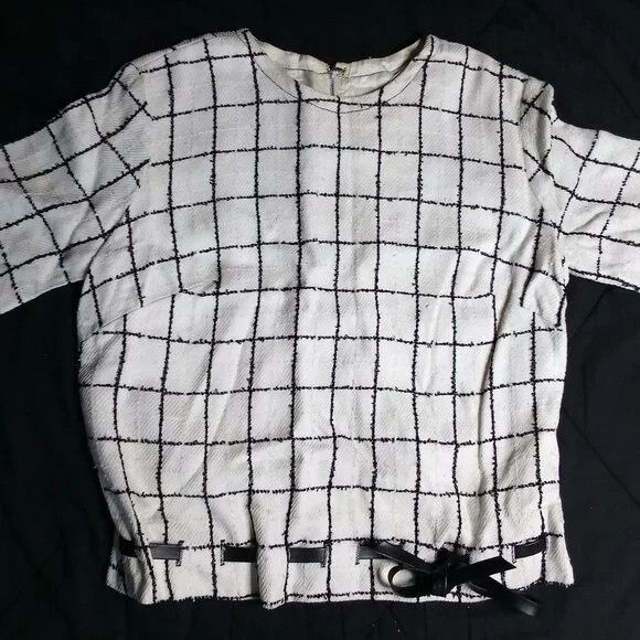 Other Vintage 60s Check Blouse Top Waist Belt Size M / US 6-8 / IT 42-44 - 1 Thumbnail
