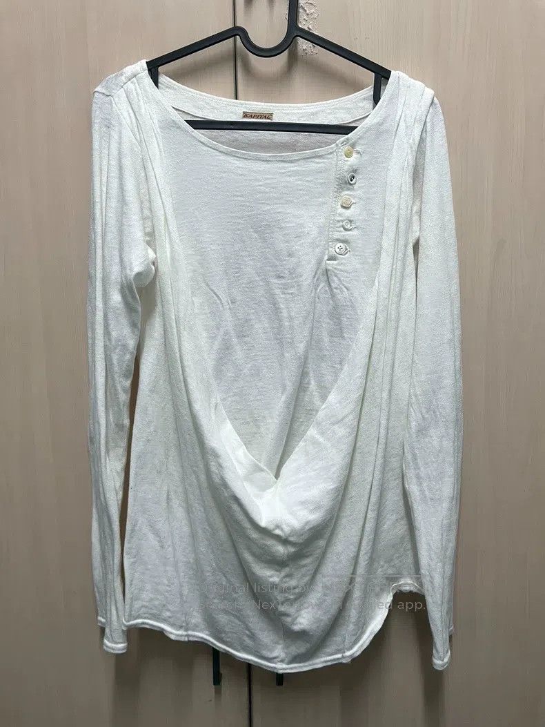 Kapital Kapital White cotton knitted top pullover T-shirt long sle Size US XS / EU 42 / 0 - 1 Thumbnail