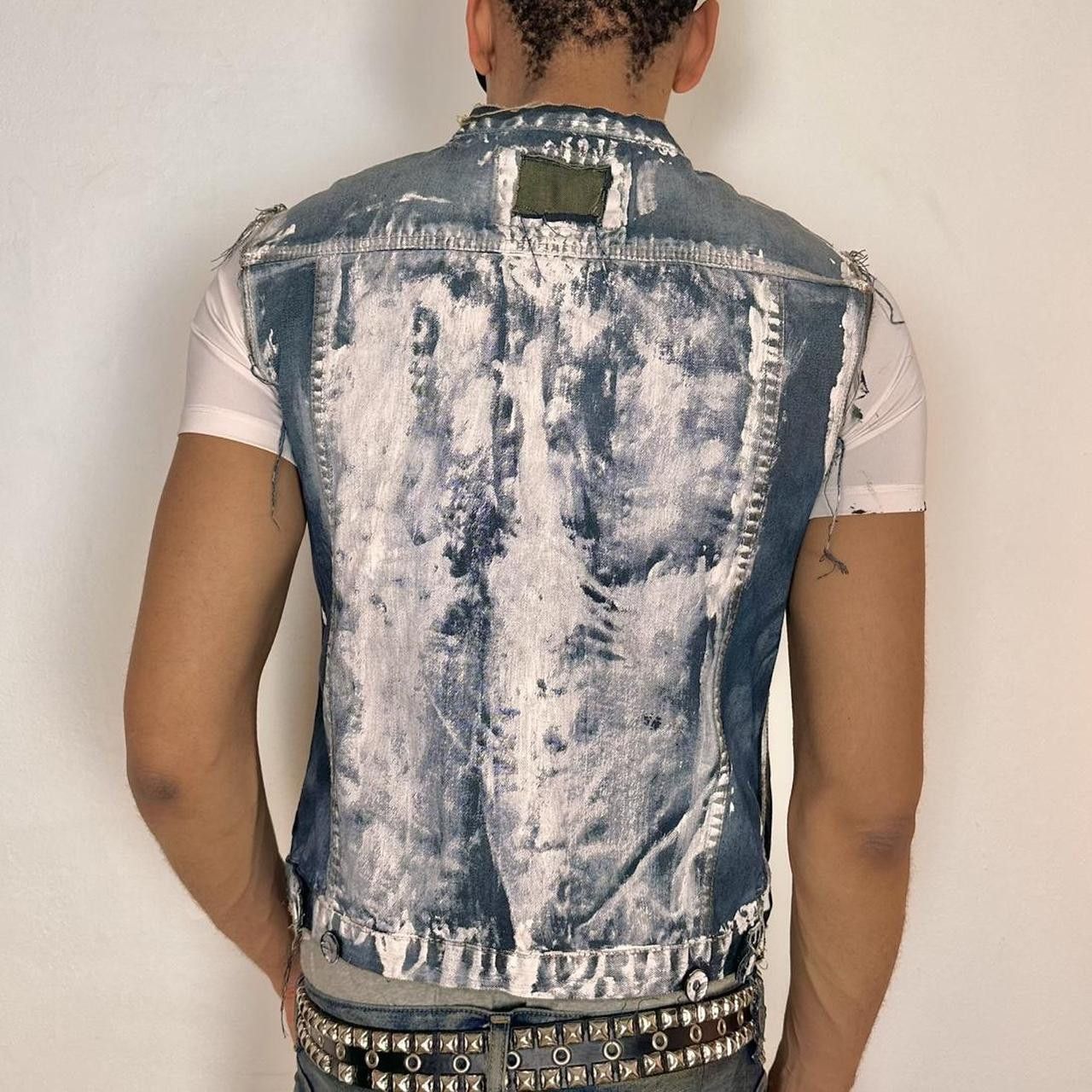Other ASTROBOI* Blue Painted Deconstructed Denim Vest - Medium Size US M / EU 48-50 / 2 - 4 Thumbnail