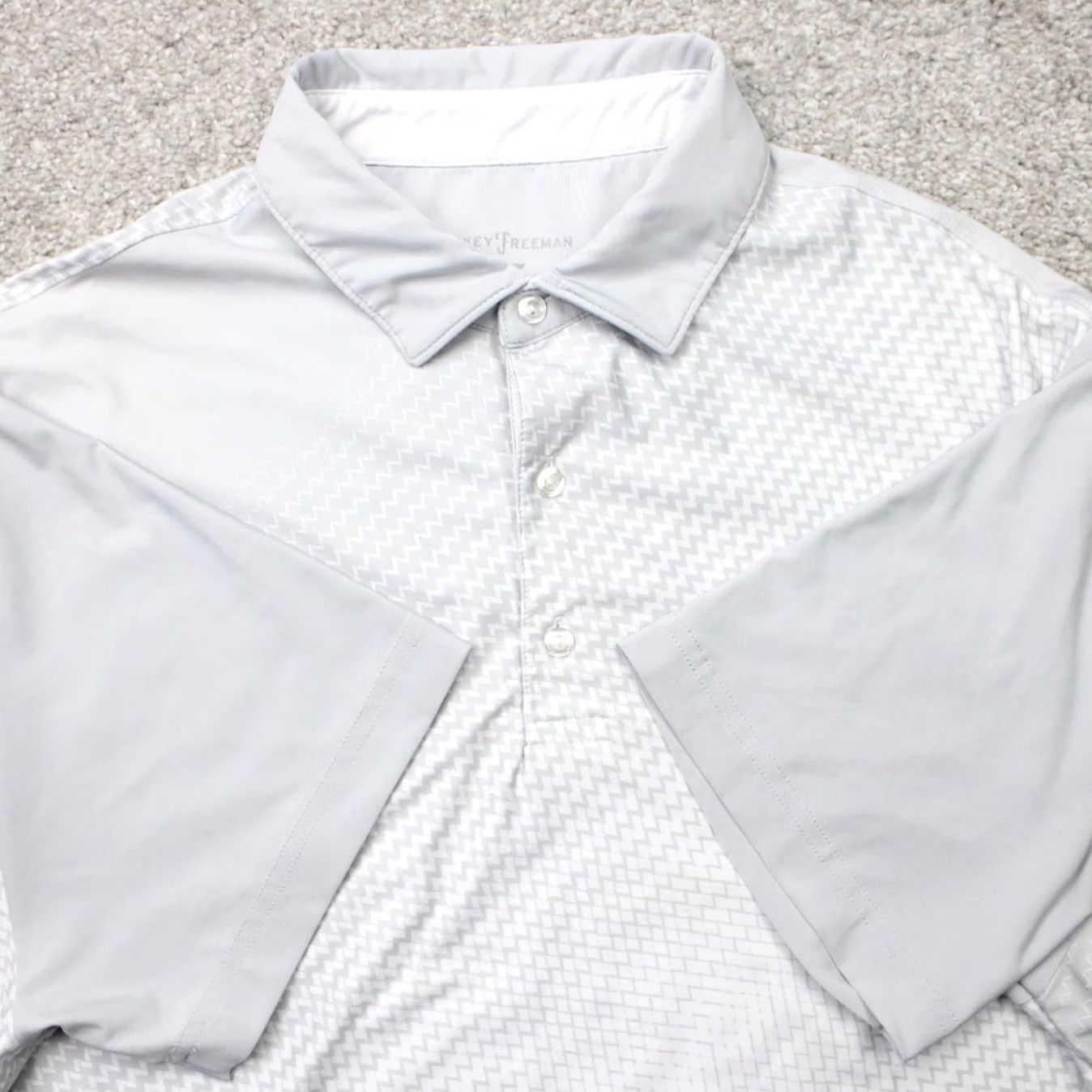 Vintage Hickey Freeman Golf Polo Shirt Mens Large Gray Geometric Stretch Short Sleeve Polo Size US L / EU 52-54 / 3 - 2 Thumbnail