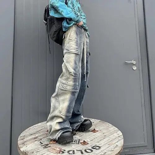 Japanese Brand Multi-pockets Drawstring Jeans Size US 28 / EU 44 - 3 Thumbnail