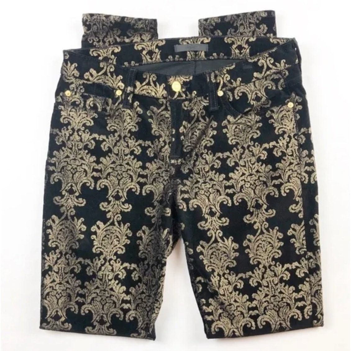7 For All Mankind NWT Seven7 For All Mankind Brocade Black Gold Pants Holiday Size 26" / US 2 / IT 38 - 15 Thumbnail