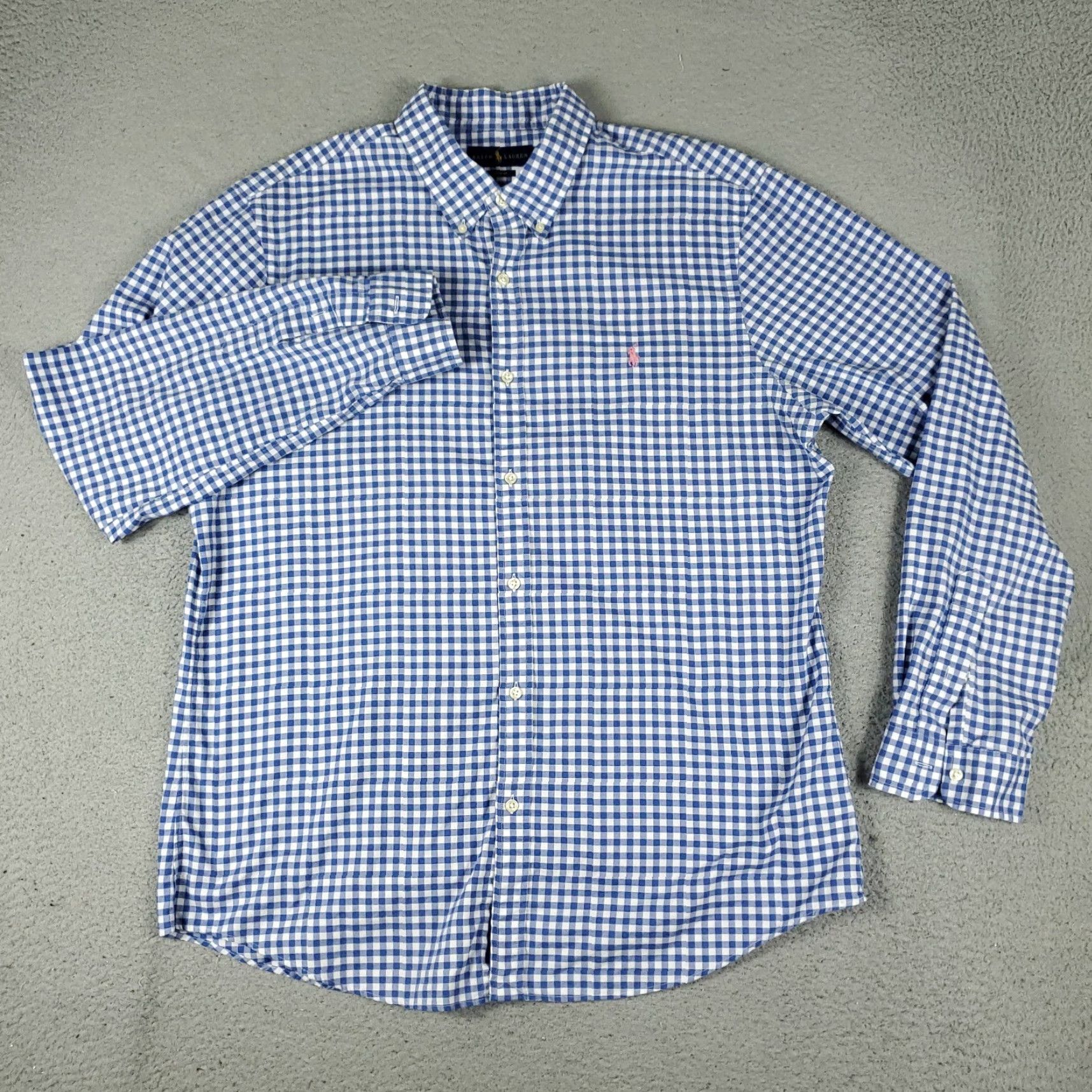 Ralph Lauren Ralph Lauren Shirt Mens 2XL Blue Check Slim Fit Pony Button Up Long Sleeve - Button-Down Collar - Classic American Preppy Style Size US XXL / EU 58 / 5 - 3 Thumbnail