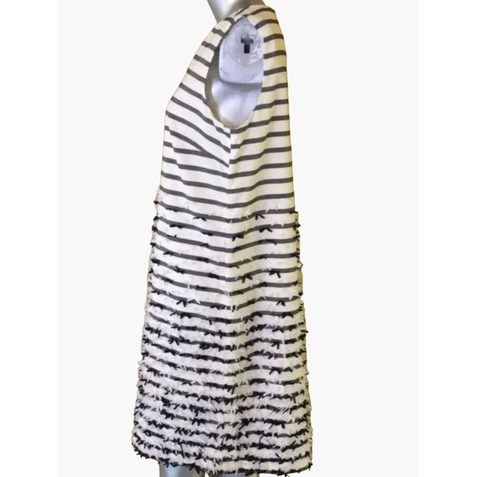 J.McLaughlin J. McLaughlin Jane Dress 10 White Navy Striped Bows Size L / US 10 / IT 46 - 15 Thumbnail