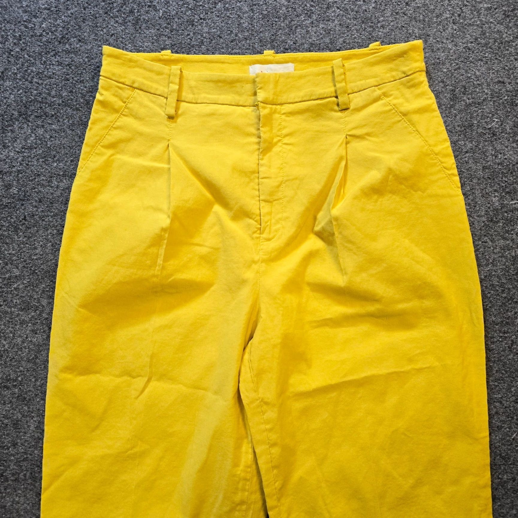 Anthropologie Maeve Pants Women Size 8 Yellow Linen Blend Wide-Leg Crop Pleated Casual Anthropologie Shirt? Size 30" / US 8 / IT 44 - 2 Thumbnail