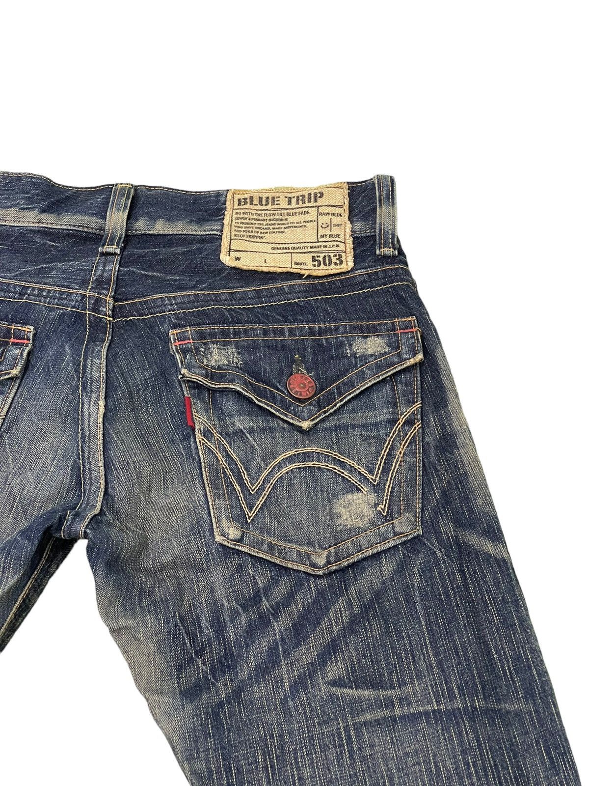 Edwin Flare Jeans Edwin Japan Distress Low Rise Boot Cut 7🟦0 Size US 31 - 20 Thumbnail