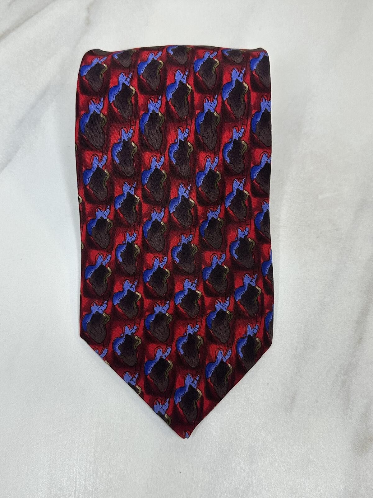Other Vintage J. Garcia 100% silk tie red/blue/grey geometric Size ONE SIZE - 1 Thumbnail