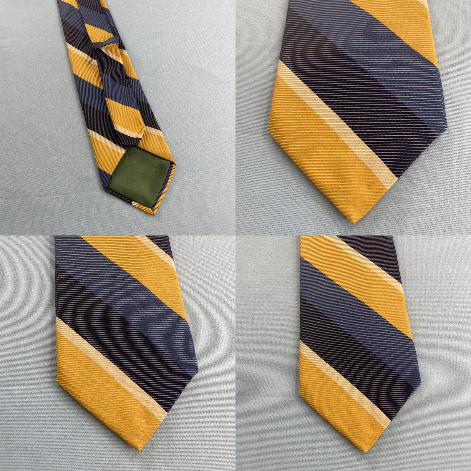 Faconnable VINTAGE Façonnable Men Silk Blue Gold Yellow Wide Stripe Repp Neck Tie 4x60 France Stain Size ONE SIZE - 8 Thumbnail