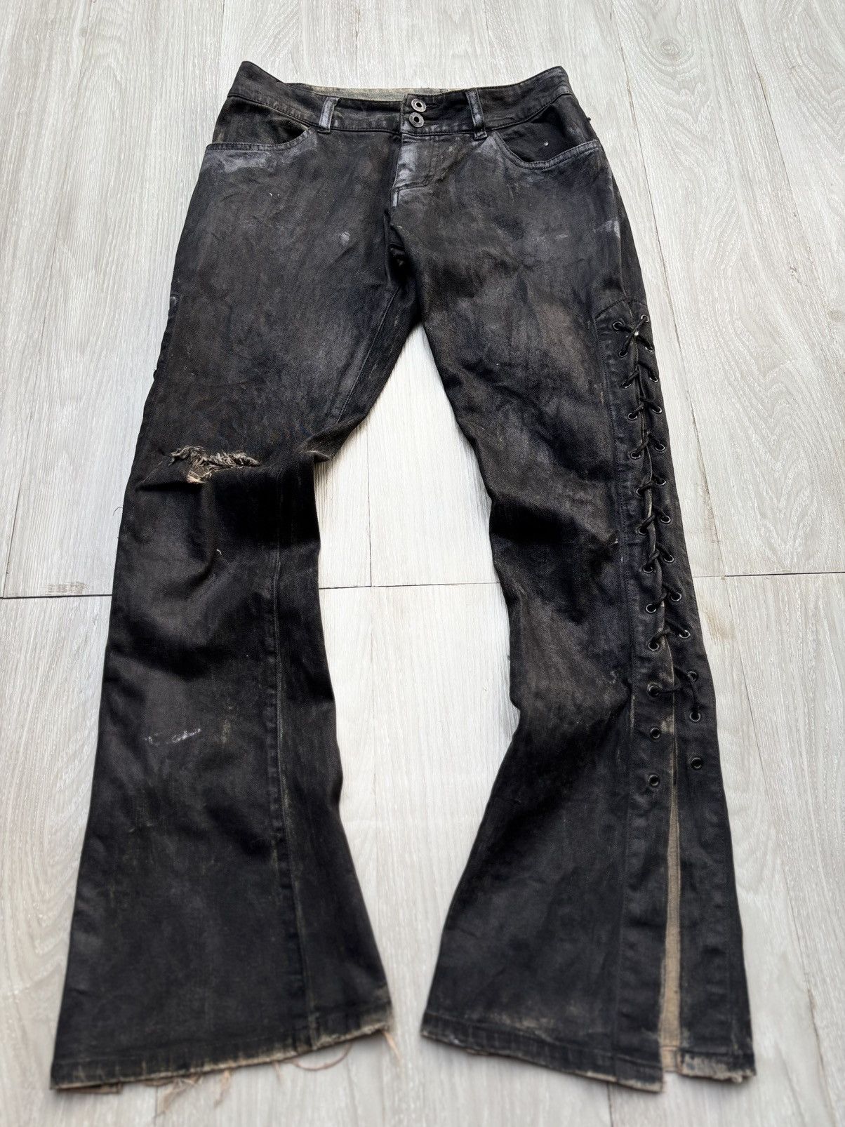 Japanese Brand VERTGARMENTS lace up flare jeans Size US 28 / EU 44 - 1 Thumbnail