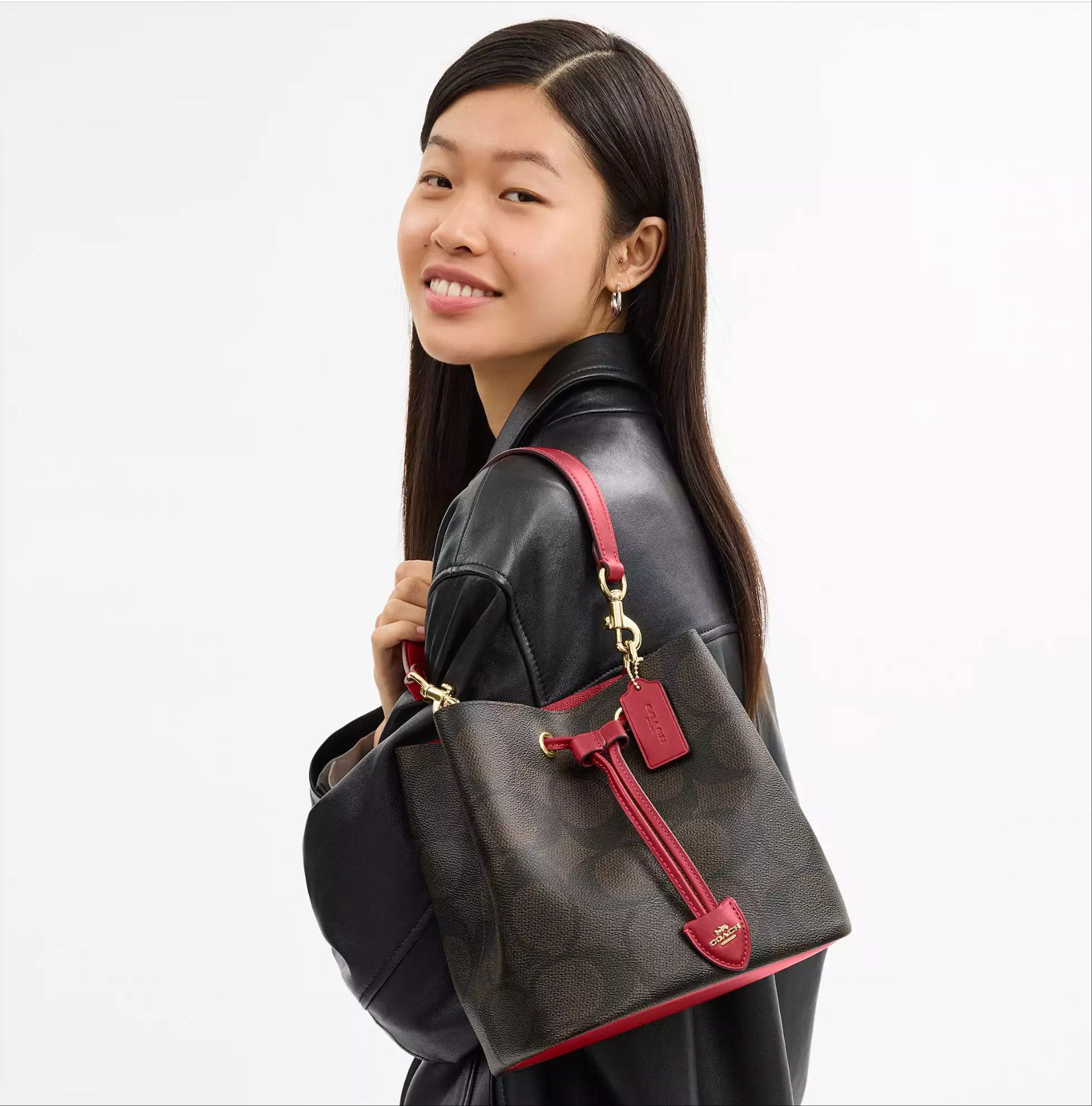 Coach Rowan Bucket Bag In Maxi Signature Canvas CCD77 Size ONE SIZE - 5 Thumbnail