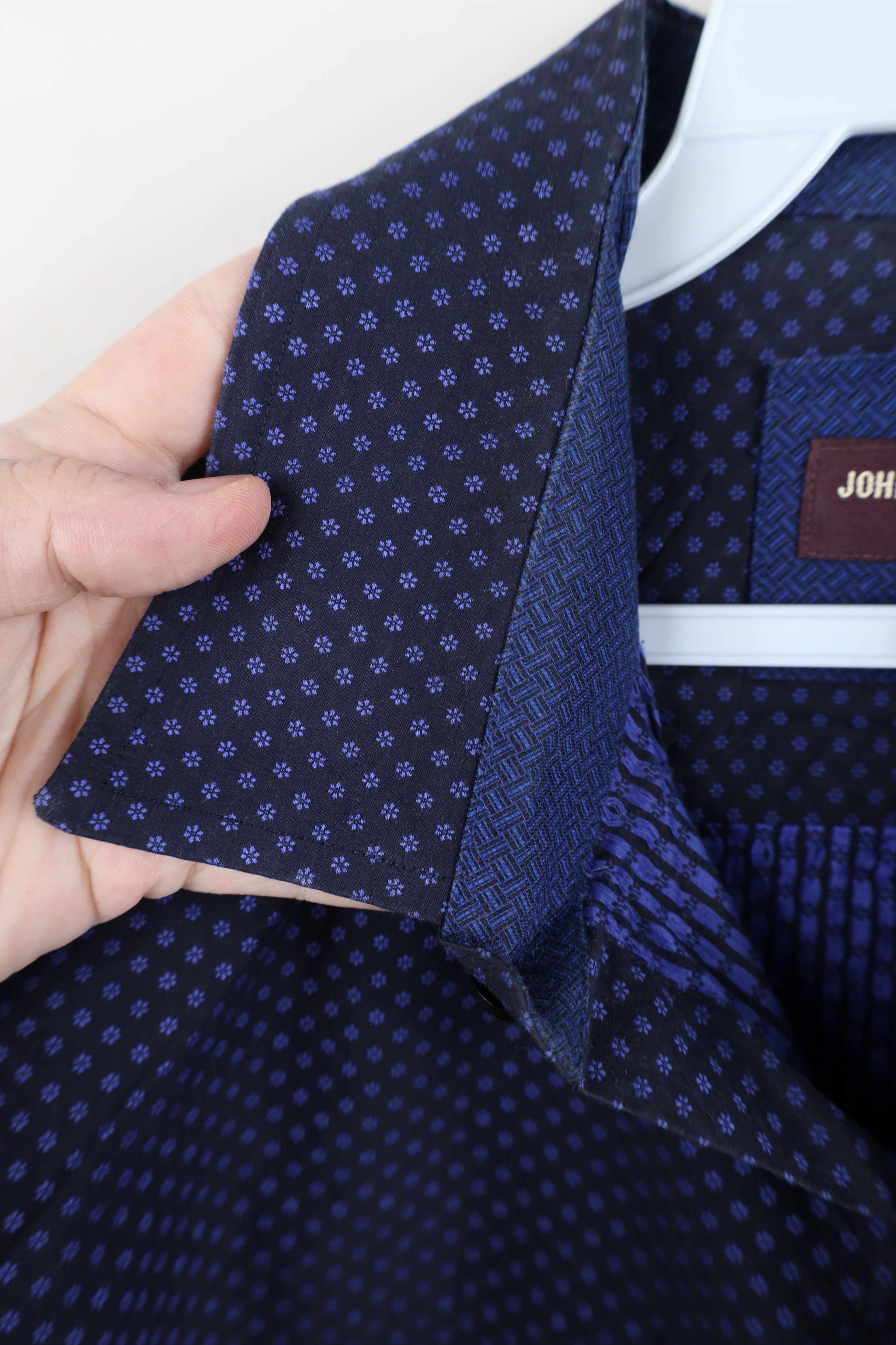 Johnston & Murphy Johnston & Murphy Floral Collared Button Shirt Cotton Blue Size US XL / EU 56 / 4 - 9 Thumbnail