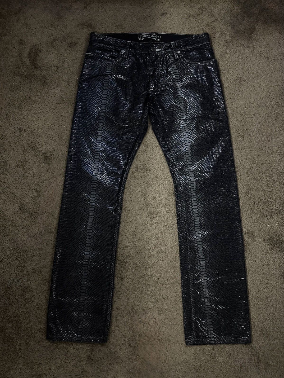 Robins Jeans Black Snake Skin robin Jeans Size US 33 - 1 Thumbnail
