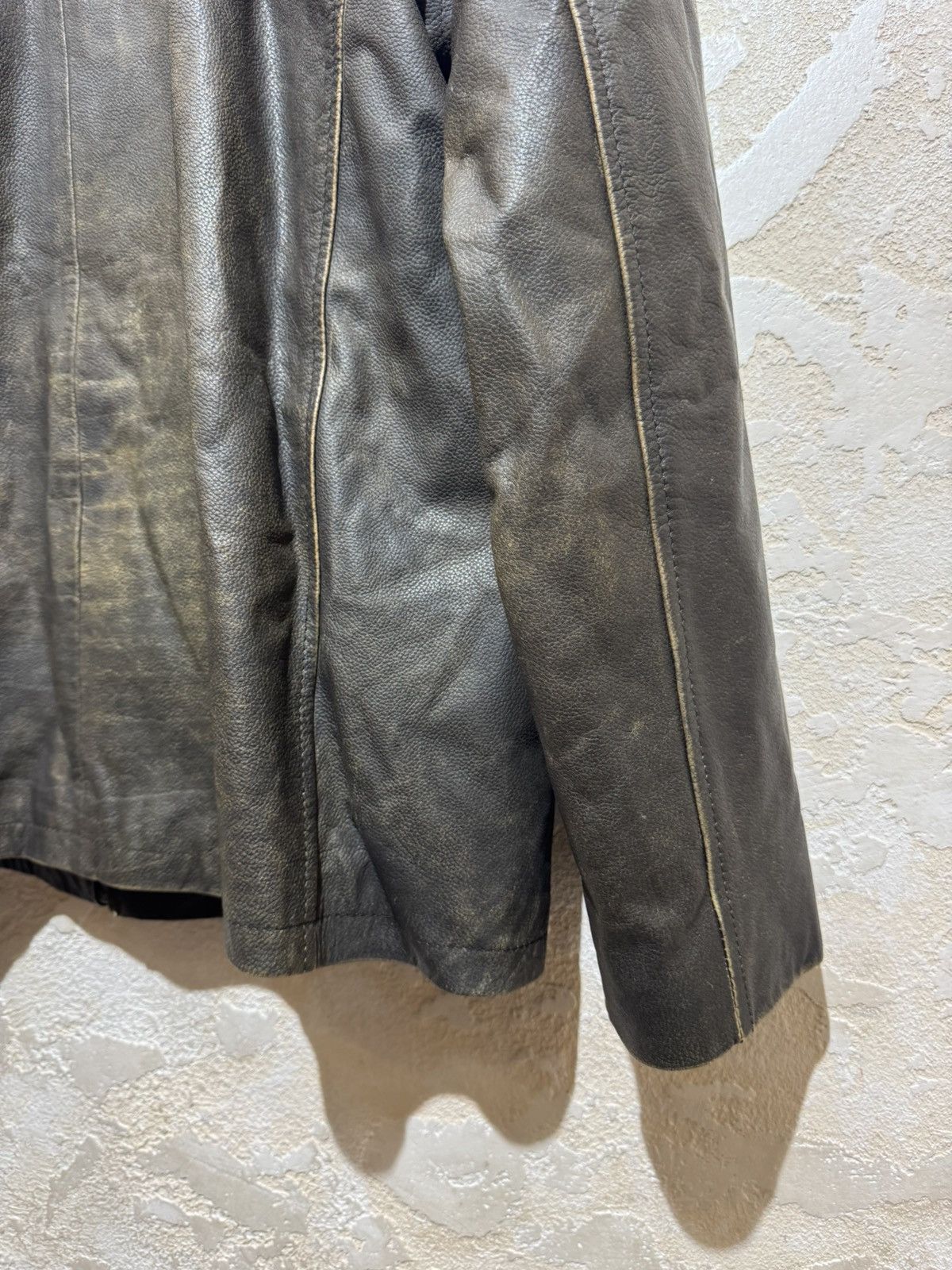 Ben Sherman Ben Sherman Vintage Heavy Faded Leather Jacket Size XL Size US XL / EU 56 / 4 - 14 Thumbnail