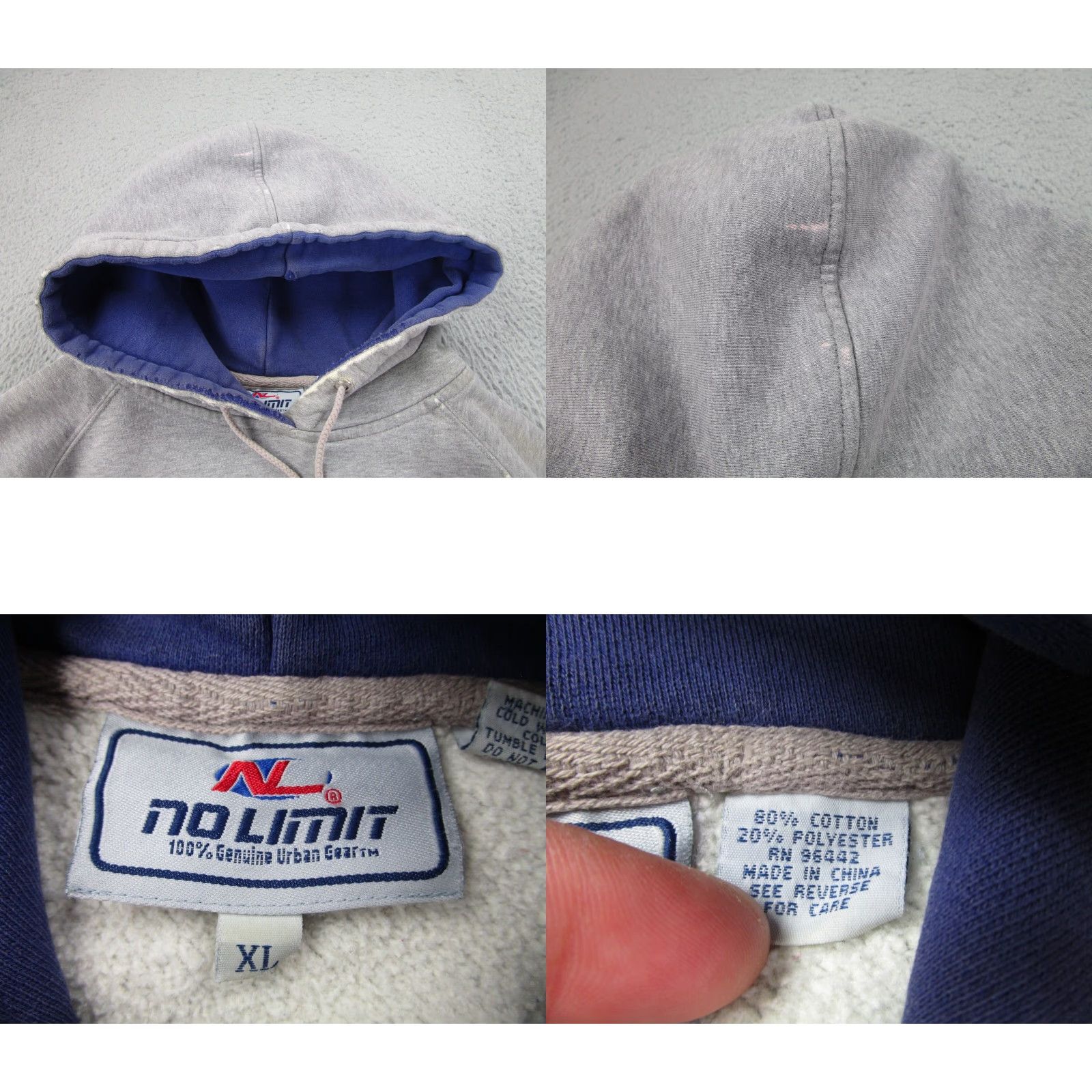 Vintage VINTAGE No Limit Soldier Hoodie Mens XL Gray Fleece Pockets Heavyweight Oversized Distressed 90s Hip Hop Sweatshirt Size US XL / EU 56 / 4 - 9 Thumbnail