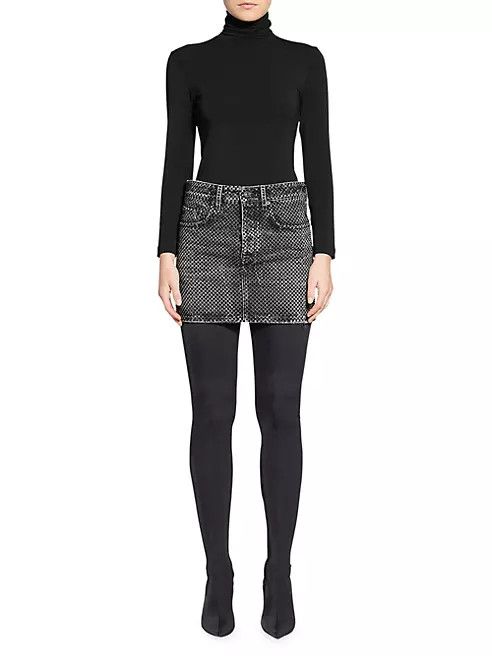 Balenciaga o1la1rc1a1024 Low Waist Mini Skirt in Noir/Iceberg Size 26" / US 2 / IT 38 - 2 Thumbnail