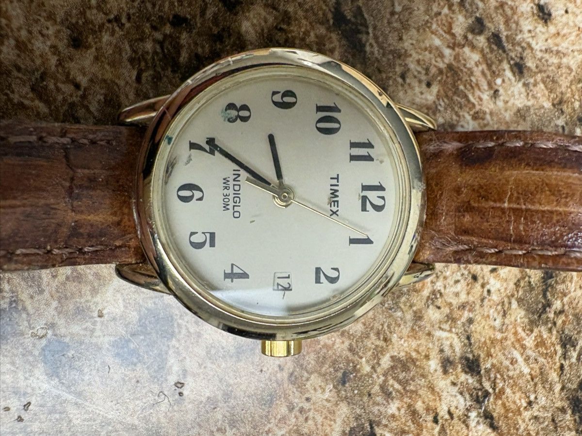 Timex Vintage Indiglo Women Gold Brown Leather Quartz Analog Watch Size ONE SIZE - 1 Thumbnail