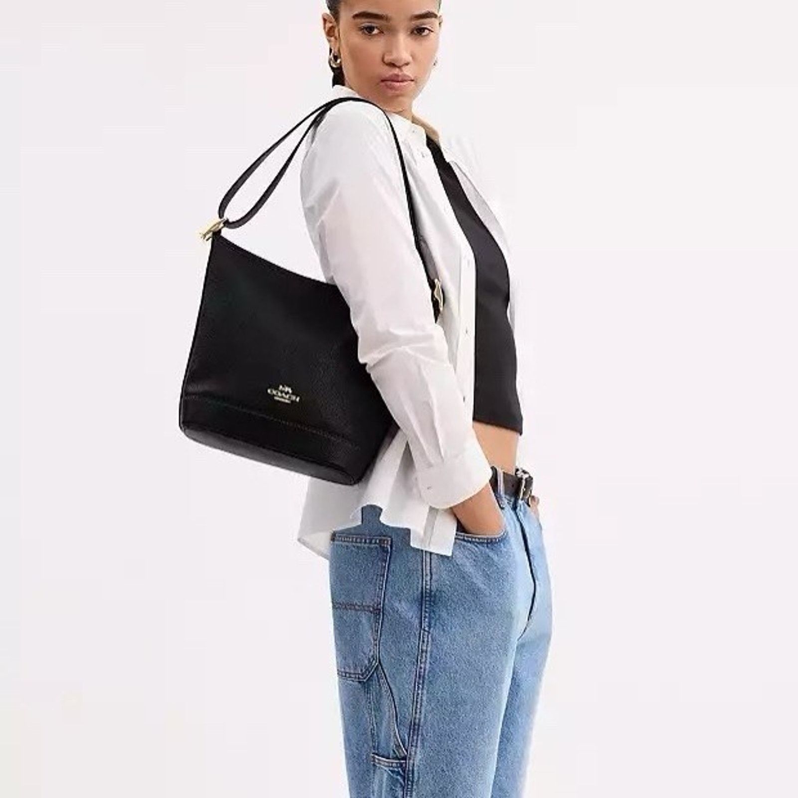 Coach NWT Coach Jude Bag Gold/Black Refined pebble leather CBH18 Size ONE SIZE - 5 Thumbnail