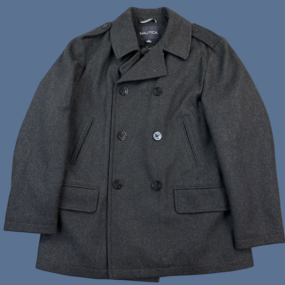 Nautica Nautica Peacoat Jacket Mens L Charcoal Wool Blend Quilt Lined Insulated Coat Size US L / EU 52-54 / 3 - 1 Thumbnail
