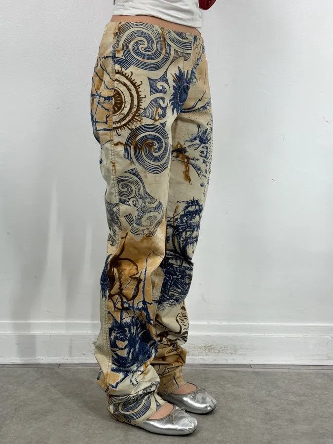 Roberto Cavalli 2000s Cavalli Class Eagle Boat Tatoo Beige Pants Size 24" / US 00 / IT 34 - 3 Thumbnail