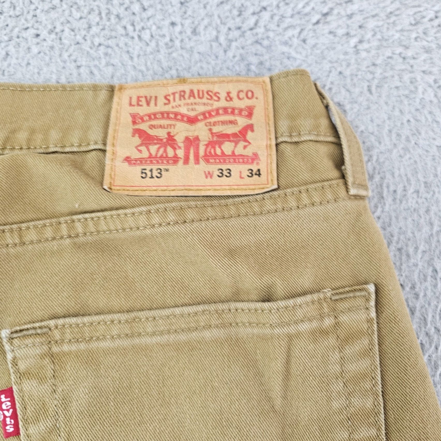 Levi's Levi's 513 Jeans Mens 33x31 Slim Straight Stretch Khaki Denim Casual Pants Belt Zip Pocket Size US 33 - 7 Thumbnail