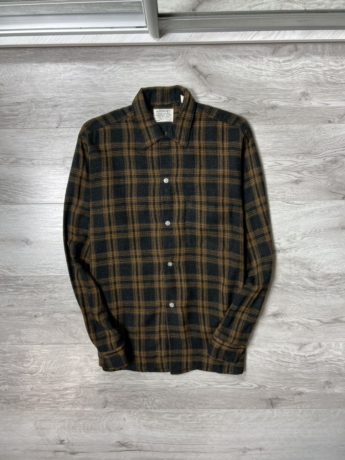 Arrow Vintage 50s / 60s Arrow Flannel Checkered Shirt Wool Acrylic Size US M / EU 48-50 / 2 - 1 Thumbnail