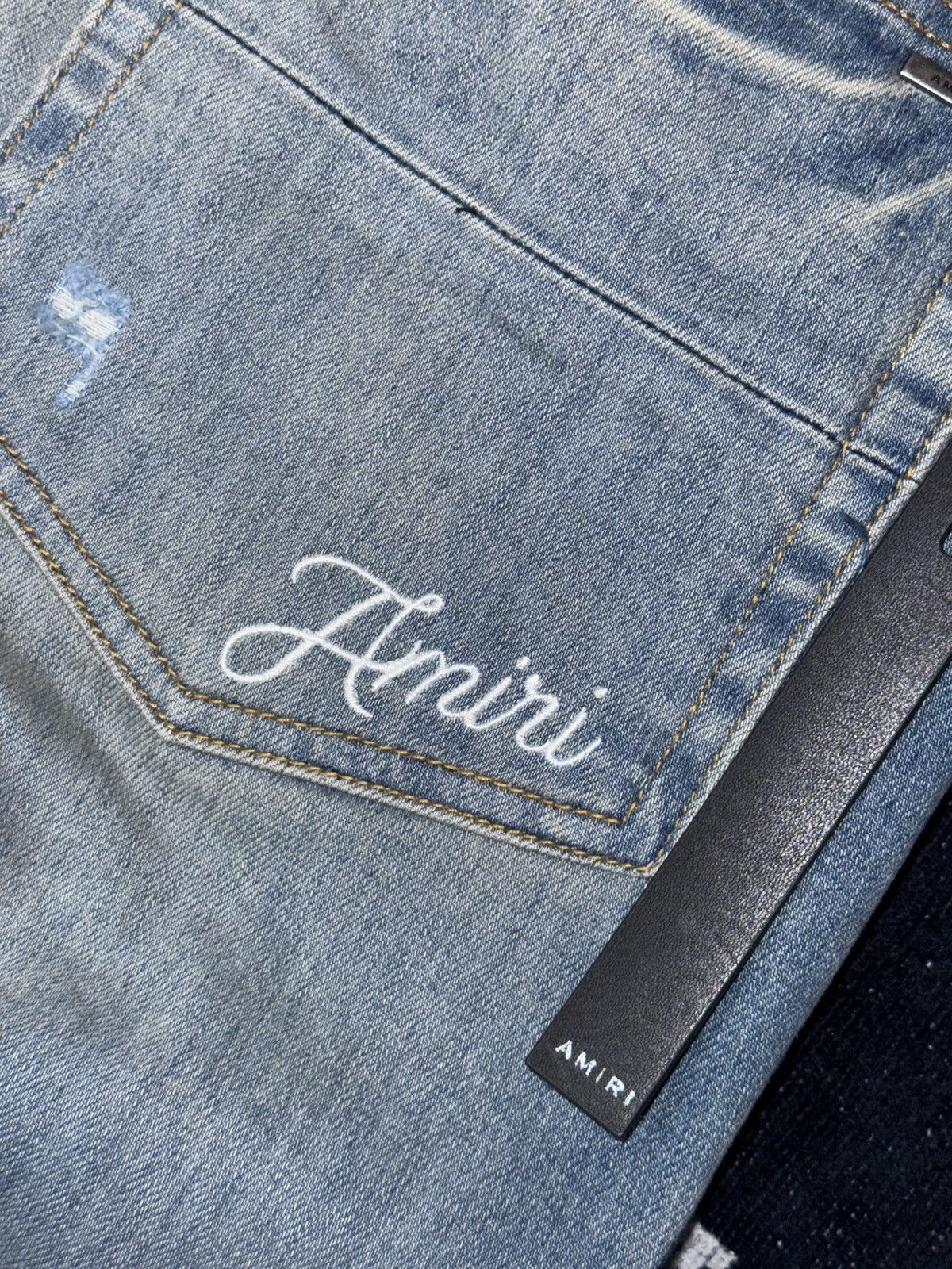 Amiri AMIRI SKELL BONE SCRIPT LOGO JEANS Size US 32 / EU 48 - 15 Thumbnail