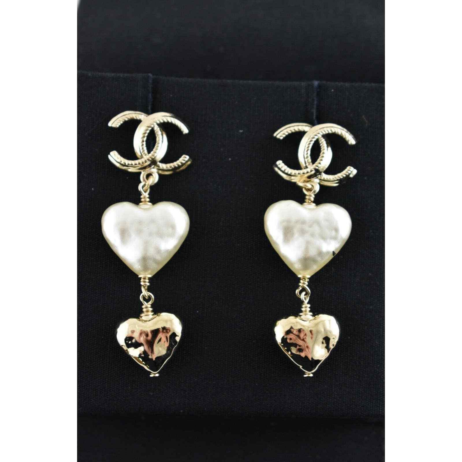 Chanel Chanel Shape Gold Pearl Statement Stud Drop Long Earring Size ONE SIZE - 5 Thumbnail