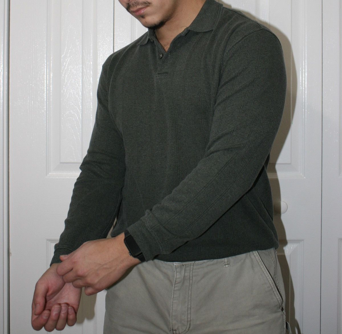 Axist Axist Olive Green Long-Sleeve Polo Shirt Size US S / EU 44-46 / 1 - 3 Thumbnail